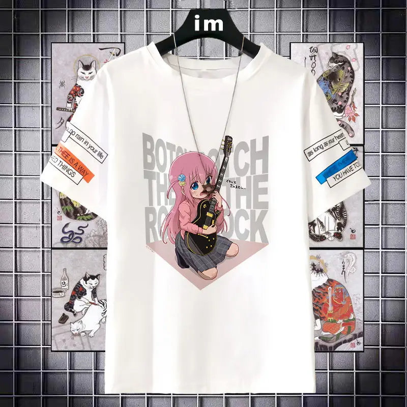 

Lonely Rock Merchandise Short Sleeve T-Shirt Kato Ichiri Print Summer Unisex Trendy Anime Top