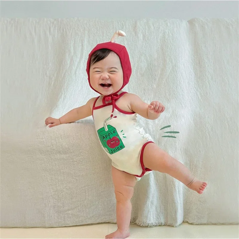 Funny Fruit Korean Newborn Baby Clothes Girl Boys Bodysuit Onesie Funny Romper Clothing Sling Toddler Girls Suit Baby Jumpsuit