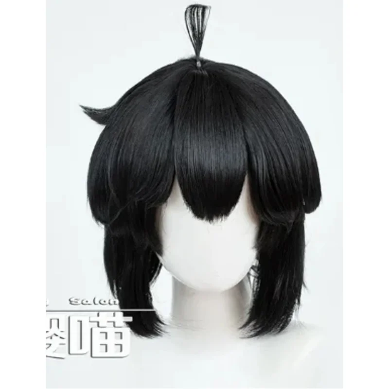 CyLuo Xiaohei Hei أنيمي أسطورة LUOXIAOHEI تأثيري أسود أبيض شعر مستعار الدعامة الشعر القصير القط كوس هدايا حفلات الهالوين كرنفال