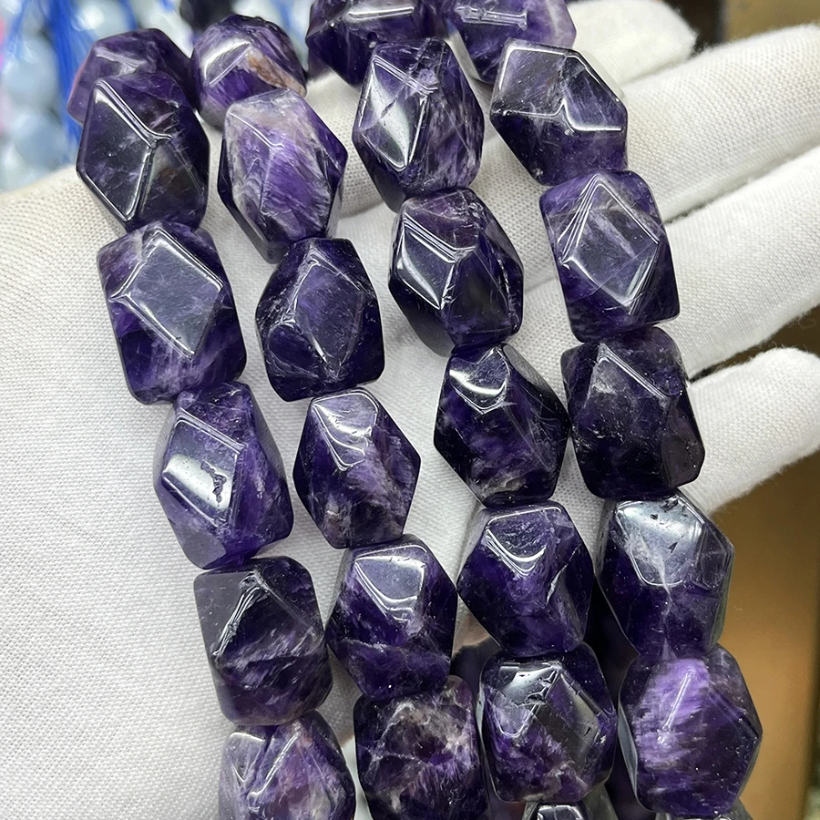 

Natural Amethyst Stone Irregular Section Crystal Loose Bead for Jewelry Making DIY Bracelet Accessories 15''14-18mm