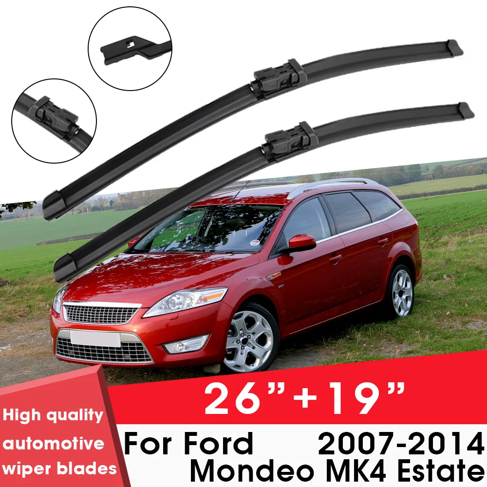 

Car Wiper Blade Blades For Ford Mondeo MK4 Estate 2007-2014 26"+19" Windshield Windscreen Clean Rubber Silicon Cars Wipers