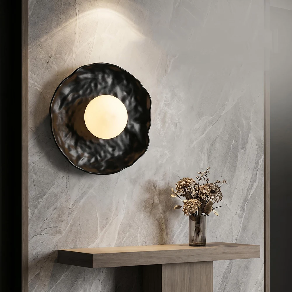Modern Black Texture Creative Wall Lamp Designer Model Room Corridor Living Room Hotel Entrance Nordic Decoration Bedside Light