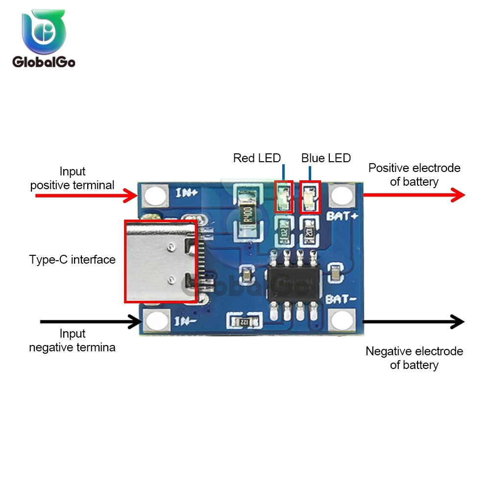 5 it Type-c 5V 1A 18650 TP4056 وحدة شحن بطارية ليثيوم مع حماية وظائف مزدوجة 1A Li-ion