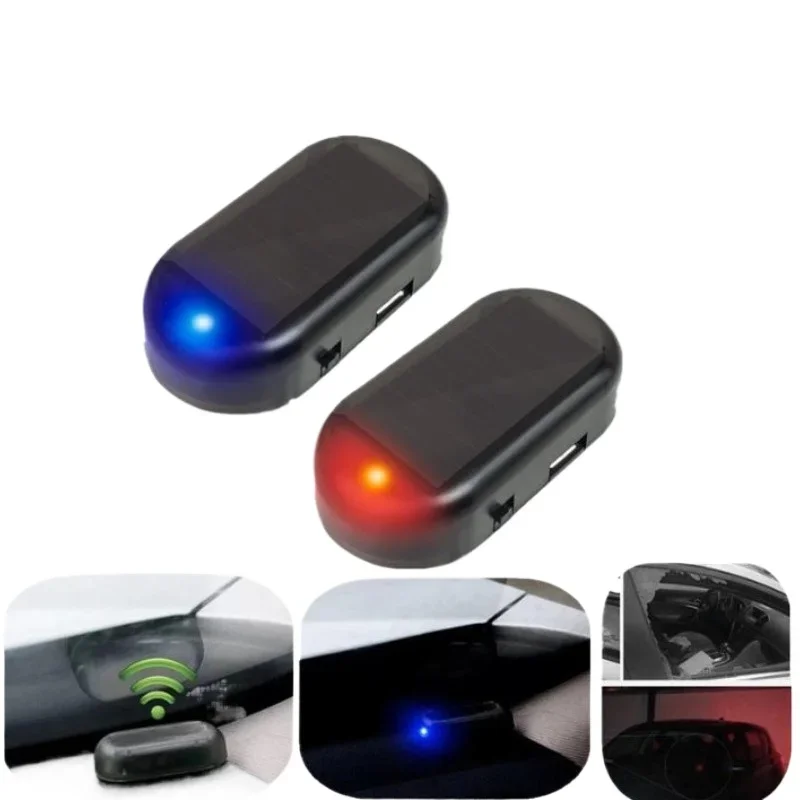 Car Alarm Light Car Solar Power Simulated Dummy Alarm Warning Anti-Theft LED Flashing Security Light with USB Port