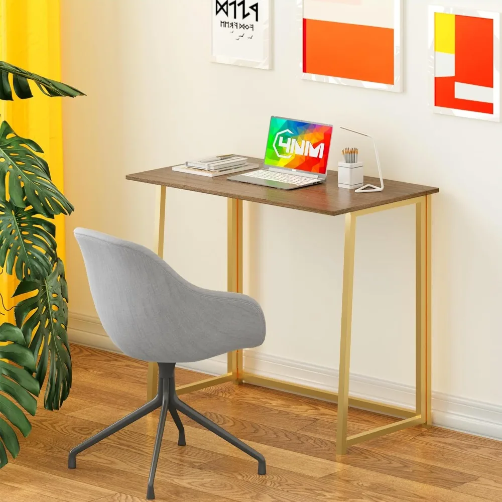 4NM 31.5 Small Folding Desk, Simple Assembly Computer Desk Home Office Desk Study Writing Table for Small Space Offices