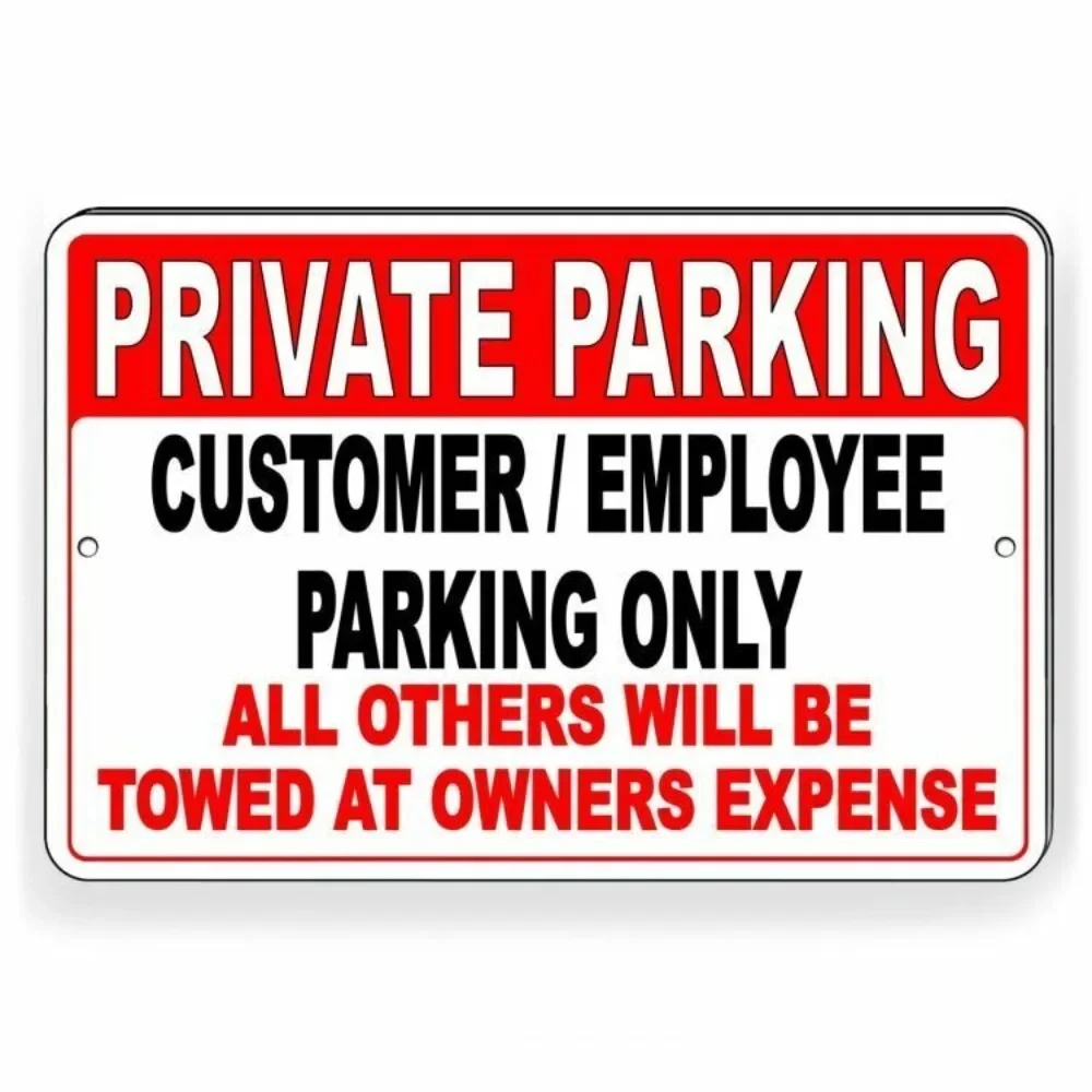 Staff Parking Private Sign - Customers/Employees Only, Towed Non-Authorized, Lightweight Aluminum
