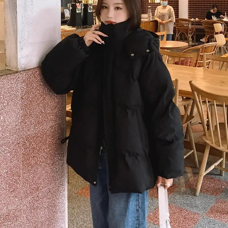 

plus Size Women's Korean Sle Cotton Jaet Long Sve Stand Collar ket Autumn Winter Meat Concealing Coat Casual Outerwear
