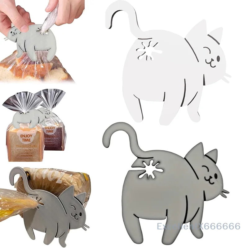 

1/2/3pcs 3D Printed Funny Cat Butt Bread Clip Bag Holder Novelty Kitchen Gadget Food Storage Bag Clip for Cat Lovers Home Deco