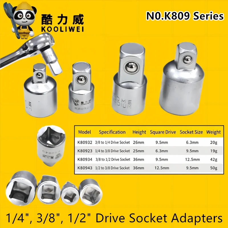 KOOLIWEI K809 Series Ratchet Socket Adapter 1/4
