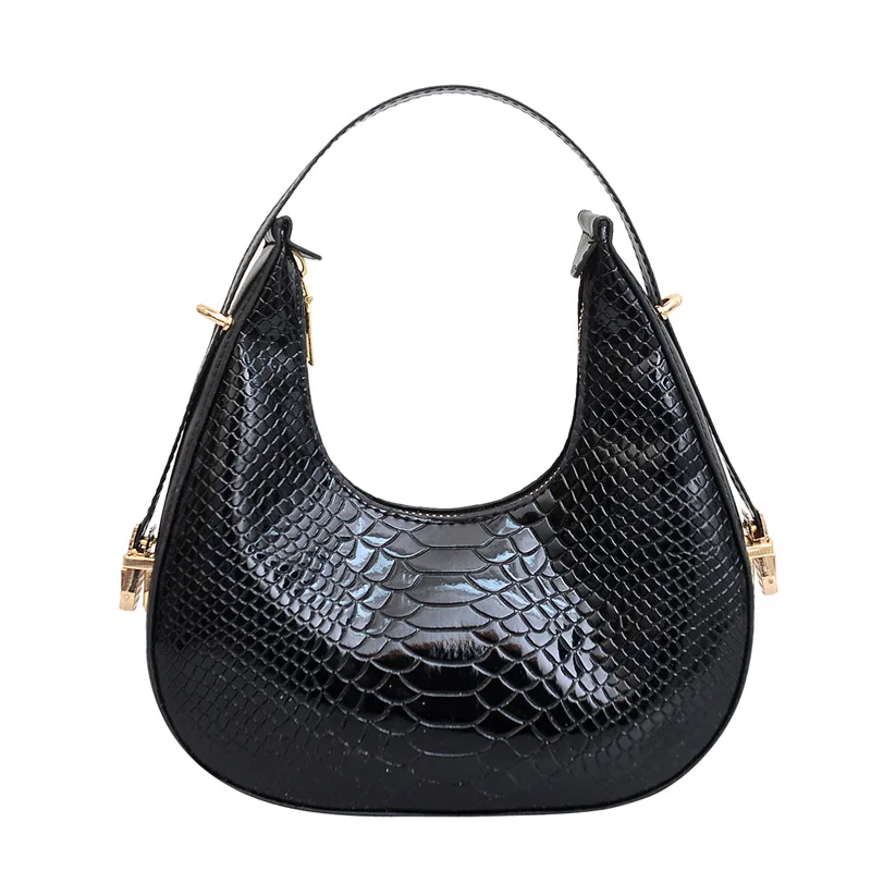 Niche Fashion Alligator Pattern Shoulder Bags For Women Small Handle Underarm Bag Clutch Luxury PU Leather Female Handbags Purse