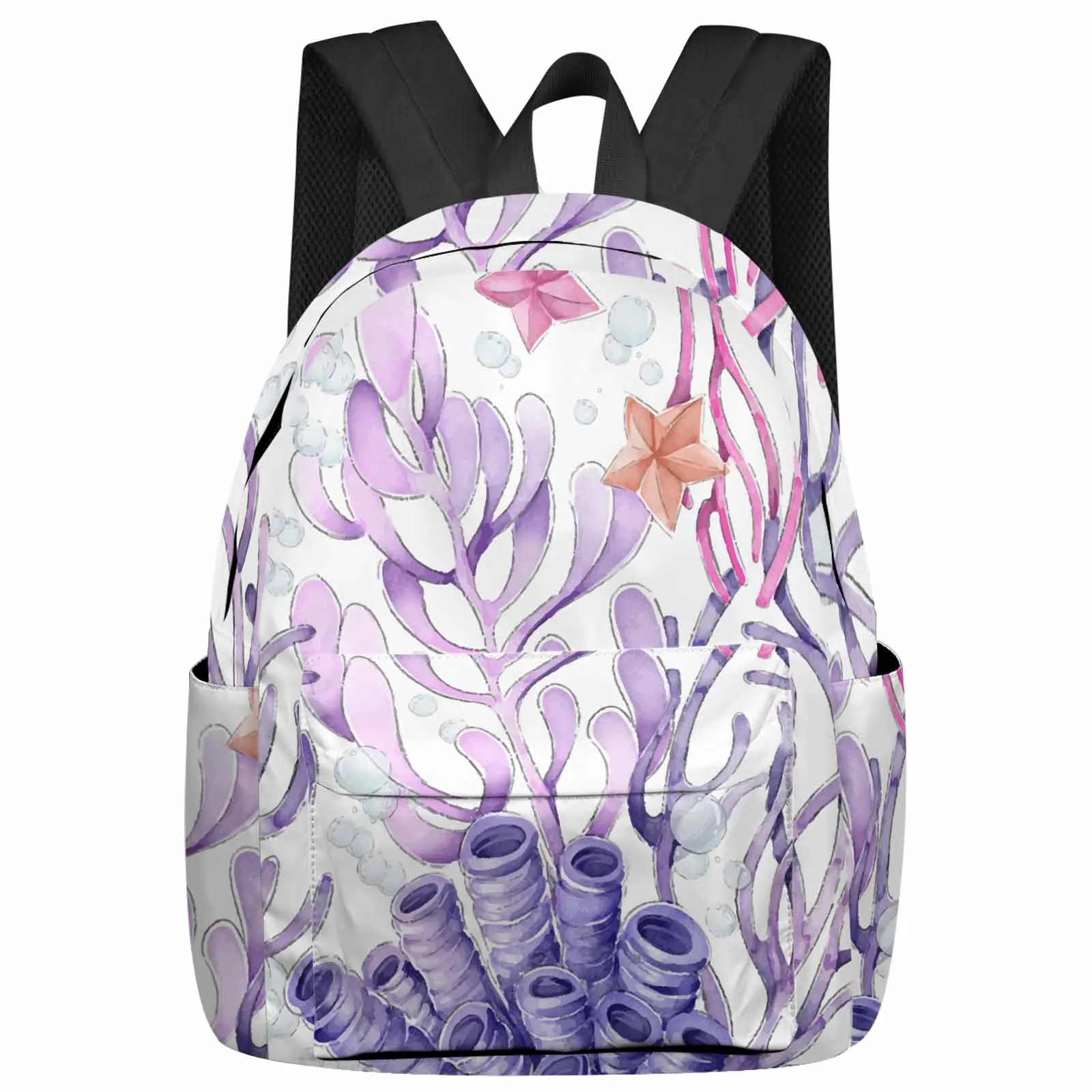 Ocean Coral Starfish Watercolor Backpack School Bags for Teenagers Students Laptop Bag Women's Casual Travel Backpack