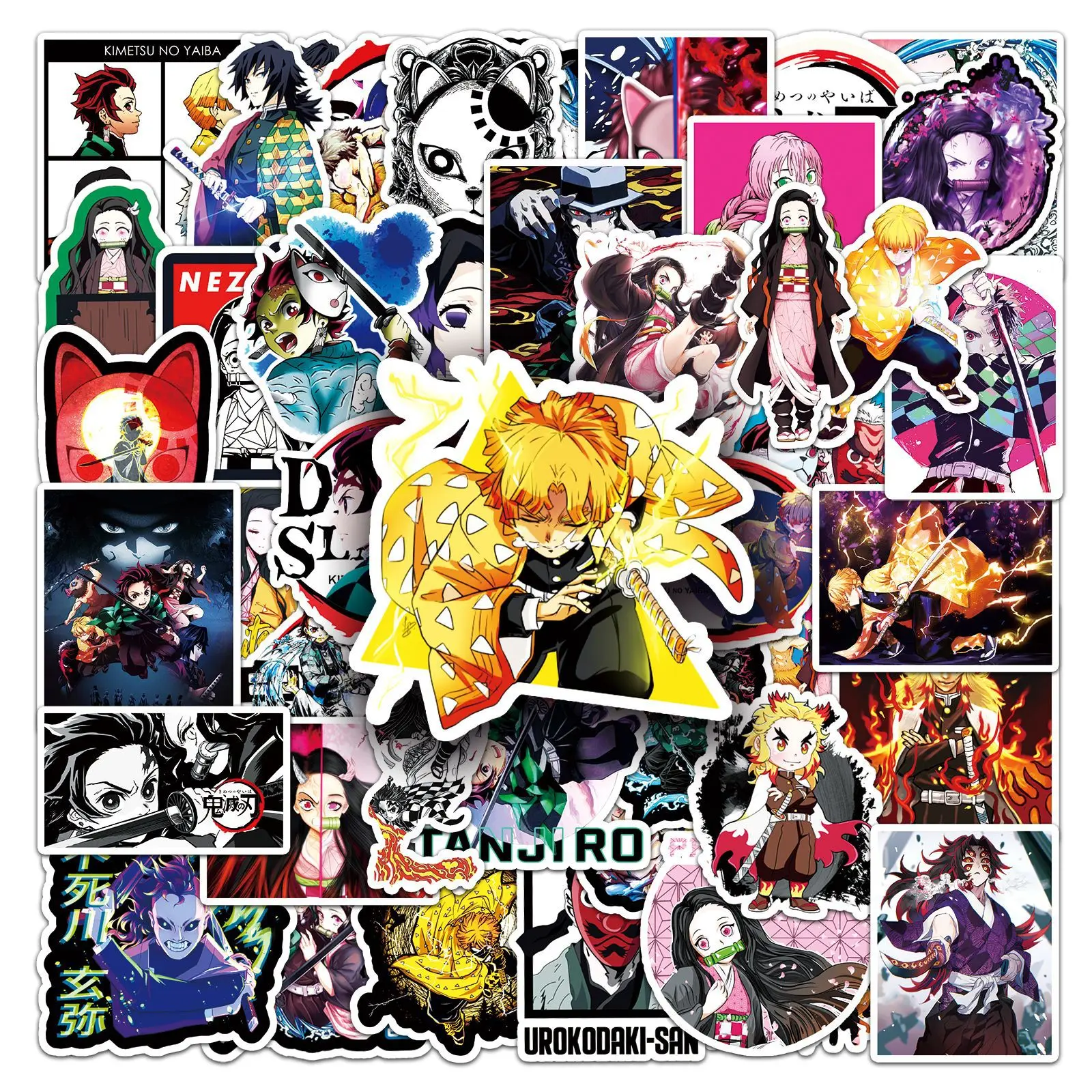 50Pcs Hot-Blooded Japanese Comic Demon Slayer Series Graffiti Stickers Suitable for Laptop Helmets Desktop Decoration  Stickers