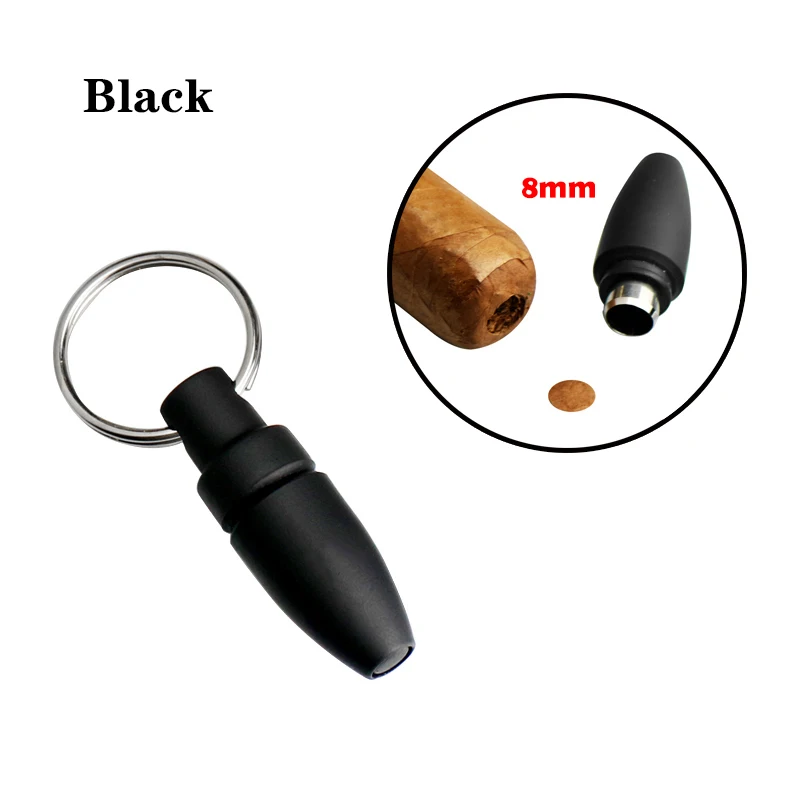 1pcs Portable cigar punch 8mm Hole with keychain gadgets for men Cigar accessories Mini Cigar Cutter