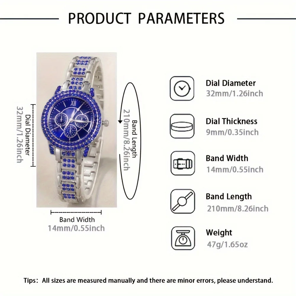 ファッショナブルな女性用クォーツ時計セット、6個の合金ラウンドケースタイムテーブル、イヤリング、ネックレス、リングセットから構成されています。