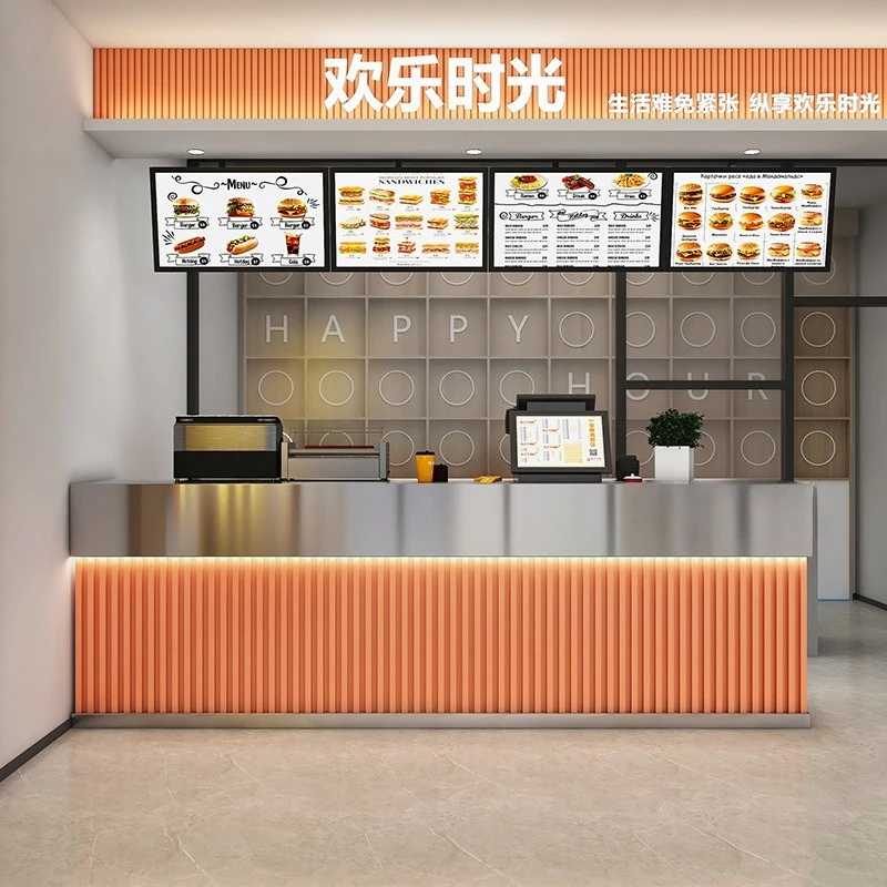 SJN modern stainless steel restaurant barbecue milk tea shop bar coffee shop front desk bar checkout page reception desk