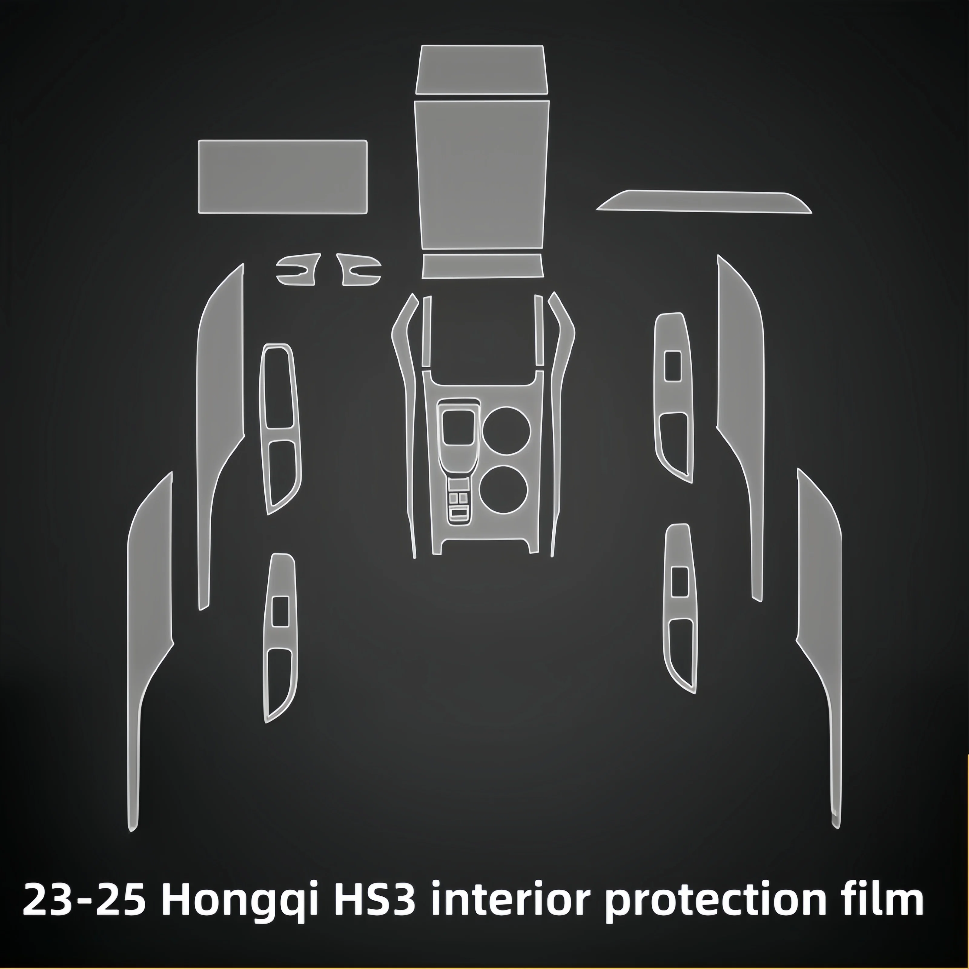 For 23-25 model Red Flag HS3 screen dashboard body sticker interior car modification transparent scratch protection film