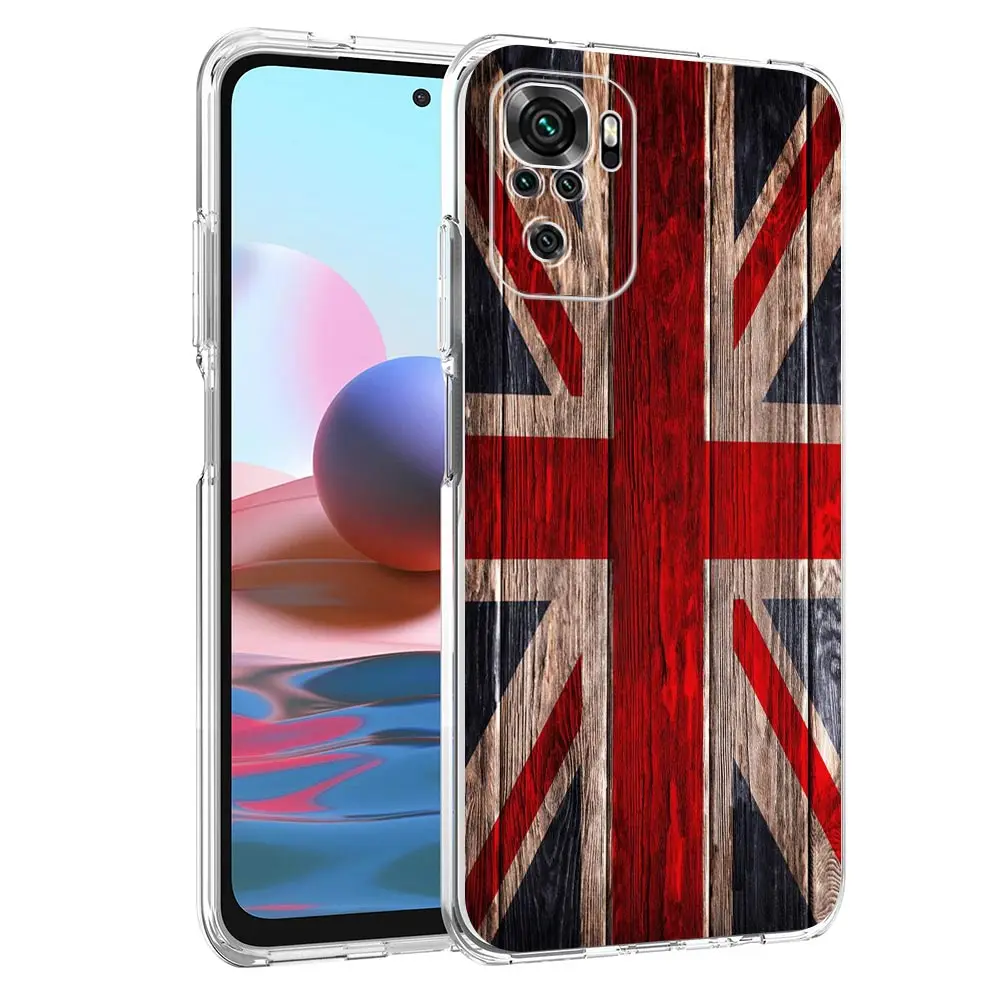 Phone Case For Xiaomi Redmi Note 13 12 5G 9S 9 8 10 11 Pro Plus 4G 9T 13C 12C10C 9C 9A 7 Clear Cover England UK flags