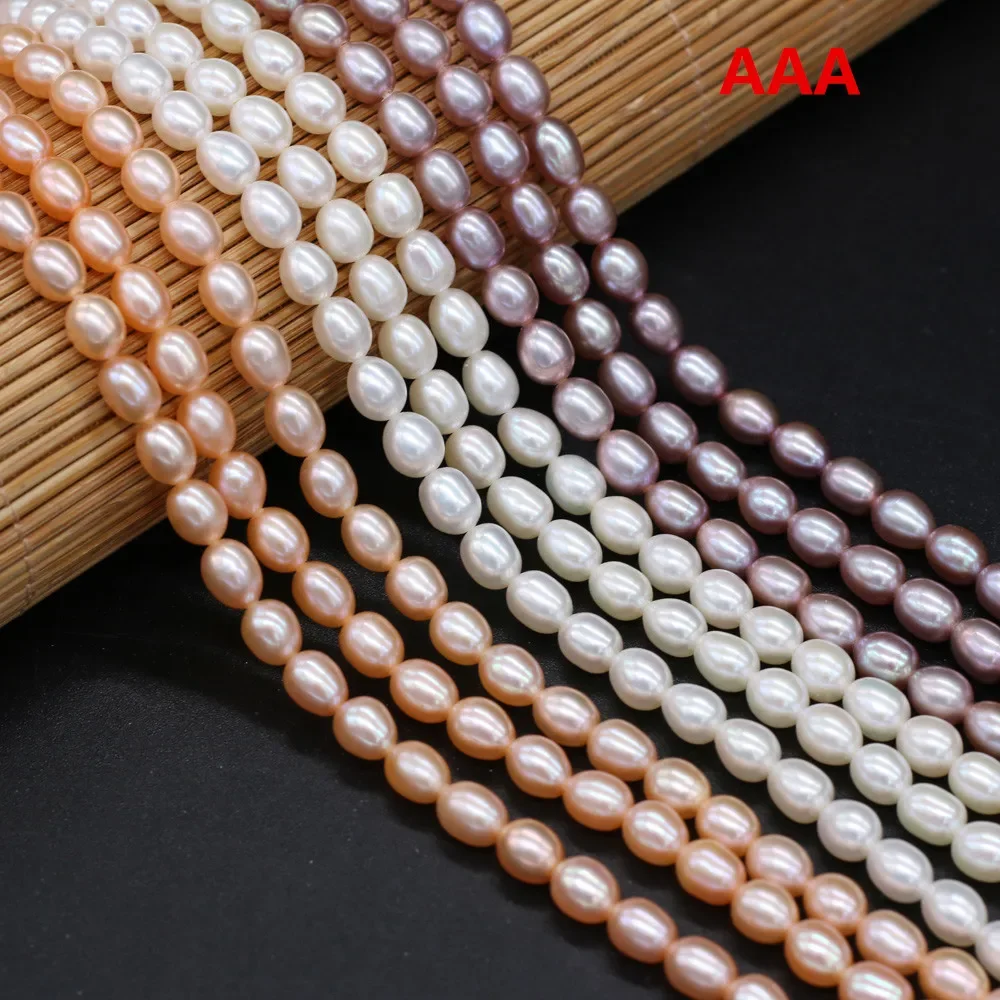 2/3/4/5/6/7mm AAA Natural Freshwater Pearl Rice Jewelry Making Supplies DIY Necklace Bracelet Earrings Accessory Chain 36cm
