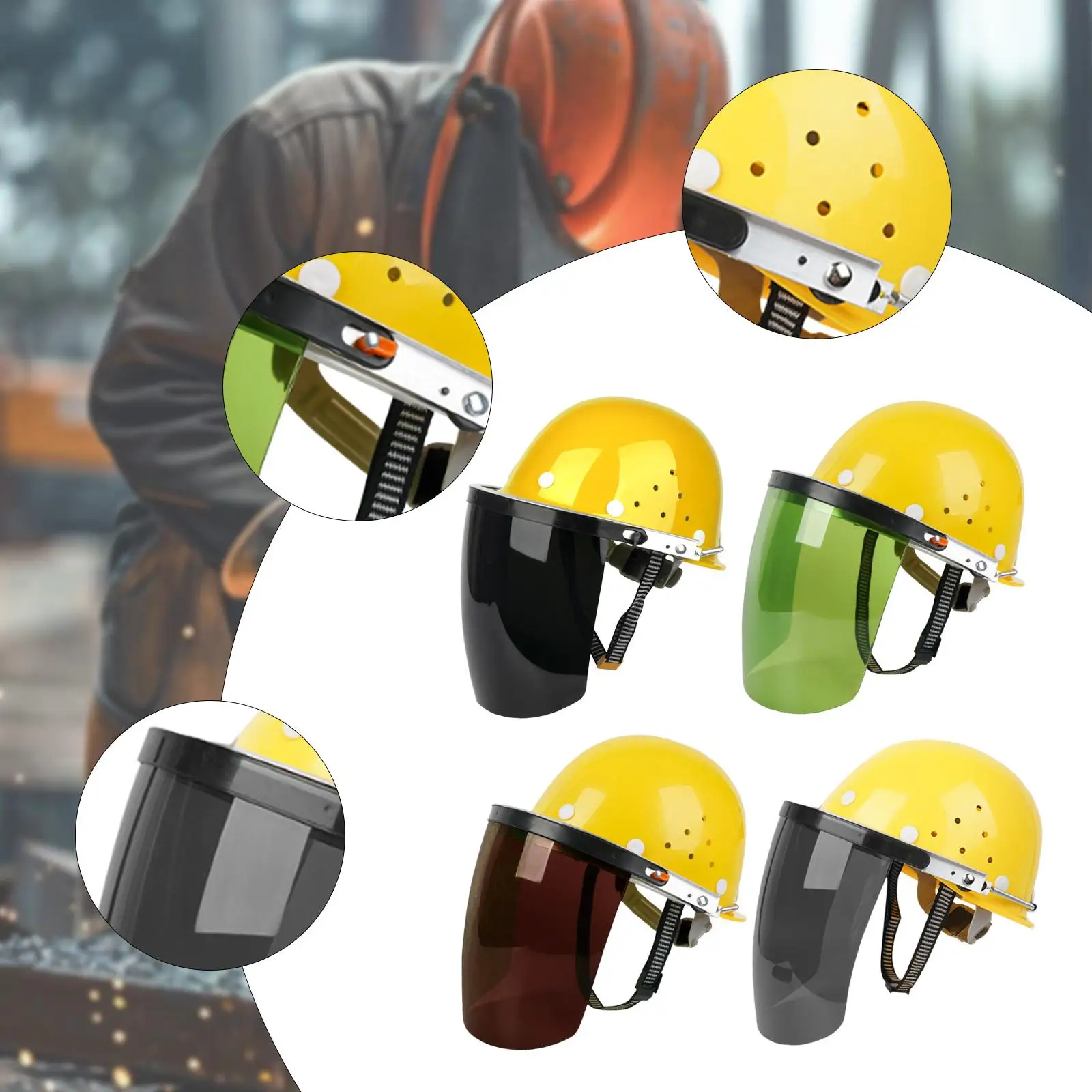 

Face Shield with Helmet Multipurpose Adjustable Welding Mask for Cooking Grinding Forestry Mechanical Industry Landscaping