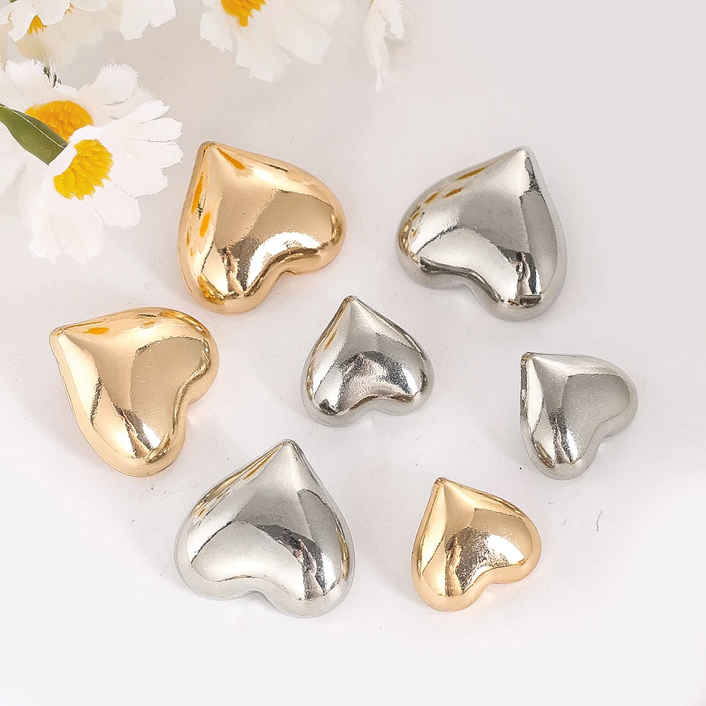 5PCS Metal Heart Shank Buttons for Blouse Shirts Sweater Cufflink Button Replacement DIY Crafts Needlework Sewing Accessories