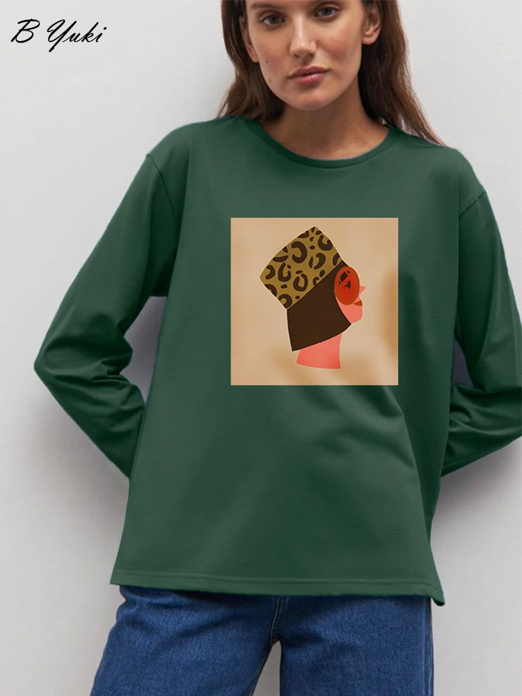 Blessyuki Vintage Aesthetics O-neck Printed T-Shirt Women Casual Loose Long Sleeve Graphic T Shirt Female Harajuku Chic Pullover