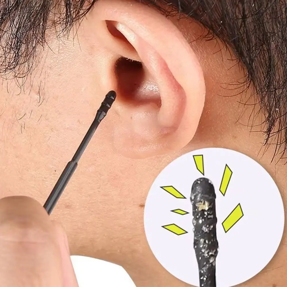 20/40/60/100Pcs Disposable Ear Cleaner Sticks 360-degree Rotation Self-adhesive Sticky Ear Stick Soft Ear Cotton Swabs