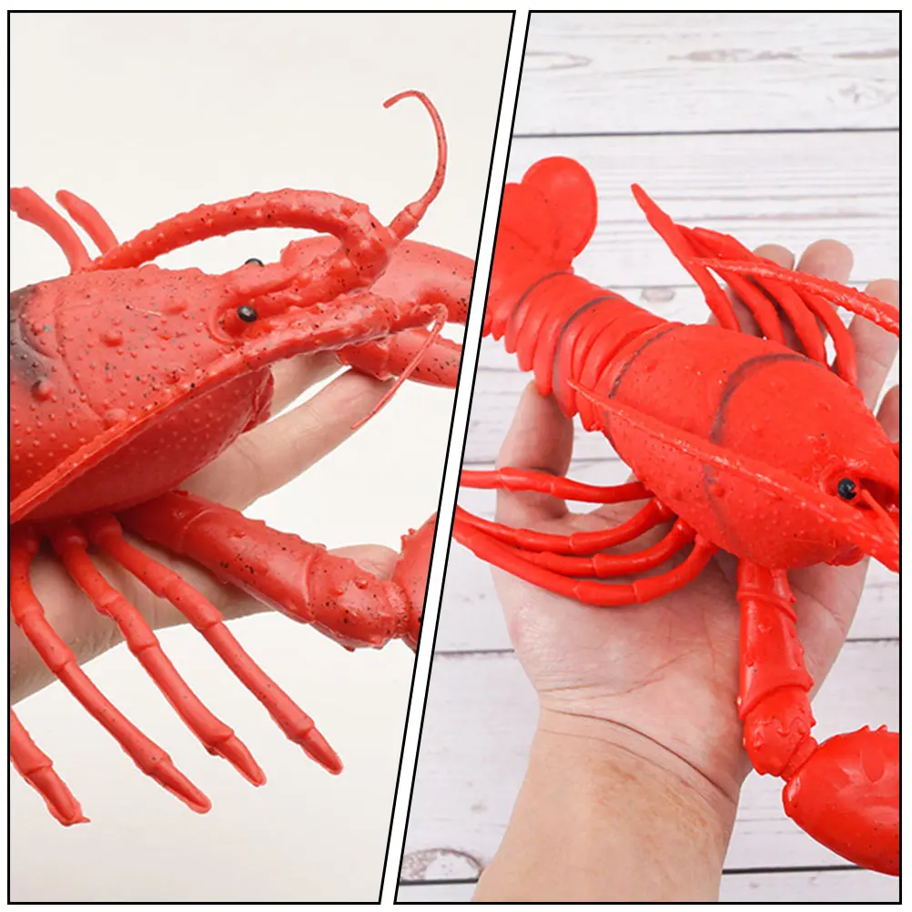 

2pcs Realistic Marine Creature Figure Mini Ocean Animals Educational Kids Gifts Lobster Toy Rubber Longlasting