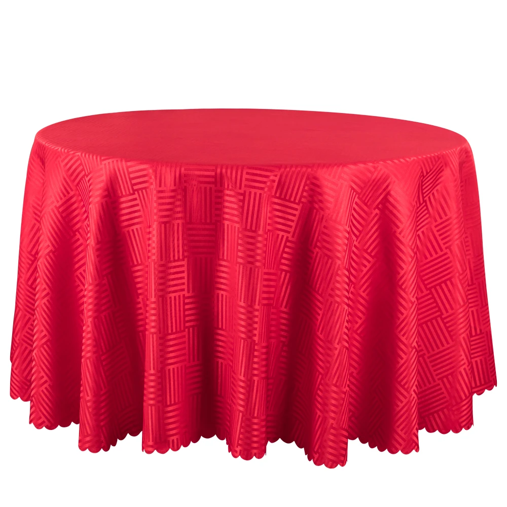 Jacquard Striped Round Tablecloth Red Gold White Table Covers Square Table Linen Wedding Party Hotel Dining Table Cloths 260CM