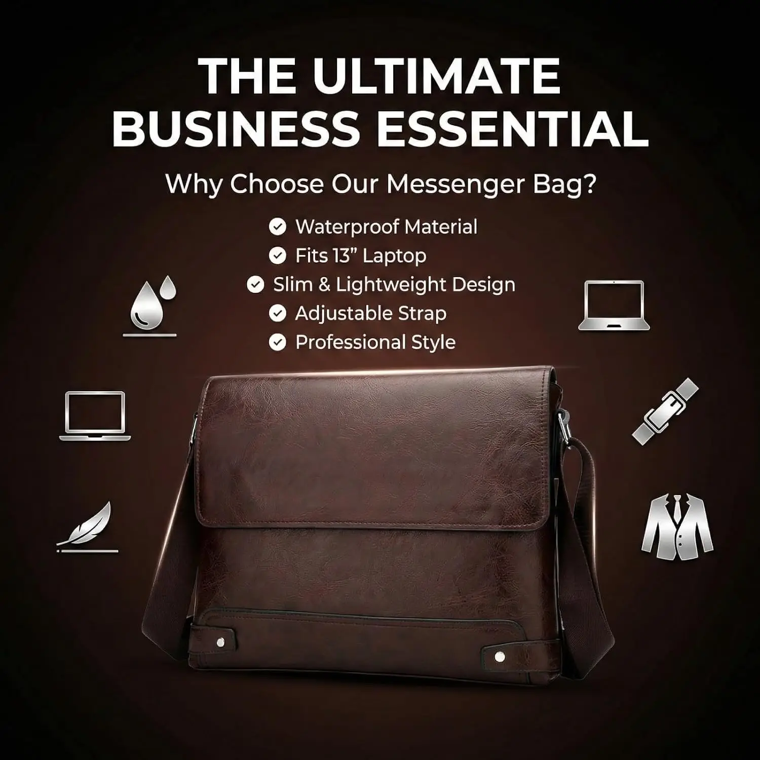 Retro Men Business Briefcase Waterproof Tote Bag Laptop Shoulder Bag Messenger Crossbody Bag Side Designer Computer Bag