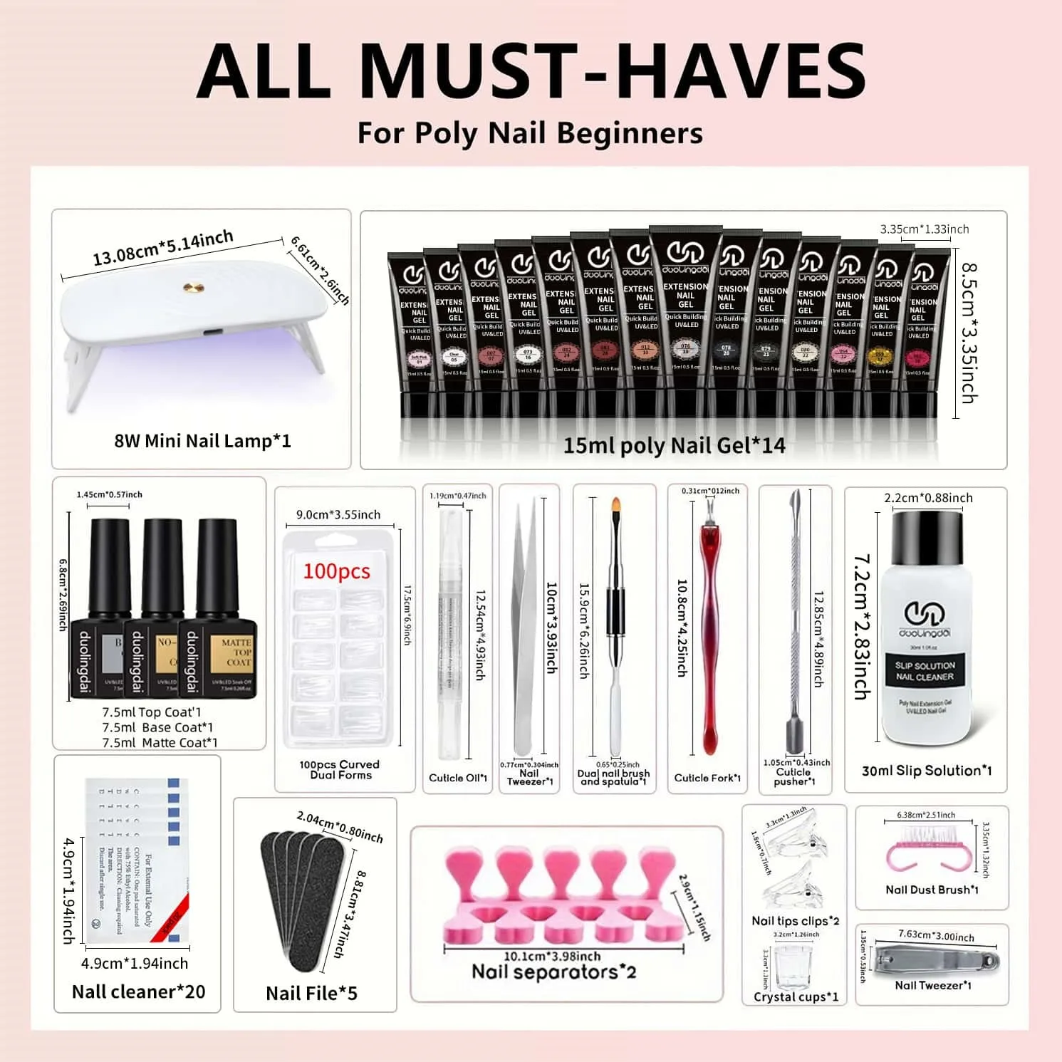 Gel Nail Extension Kit, Includes Basic Essential Tools, Homemade Nail Styling, Easy to Use, Beginner's Easy Edition Nail Salon