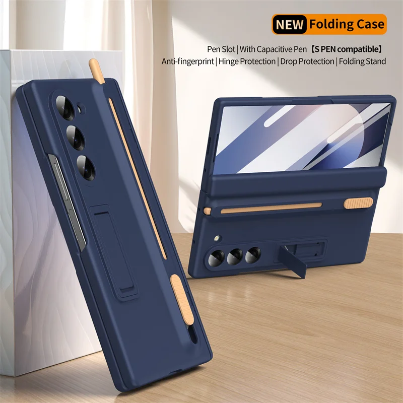 

For Samsung Galaxy Z Fold 3 4 5 6 Magnetic Hinge Bracket Phone Case For Galaxy Z Fold6 Gear Adjustment Pen Slot Screen Protector