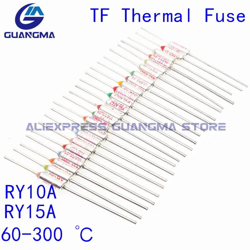 1PCS TF Thermal Fuse RY 10A 15A 250V Temperature Control Thermostat Switch 60 70 90 133 142 145 150 210 216 240 300 C ℃ Degree