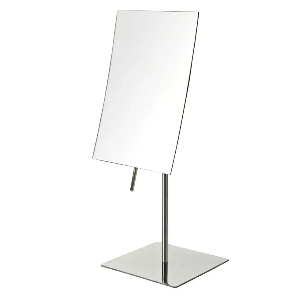 

Rectangular Tabletop Makeup Mirror with 3X Magnification, Polished Stainless Steel Finish, Pivot Adjustment - 5x8 inches