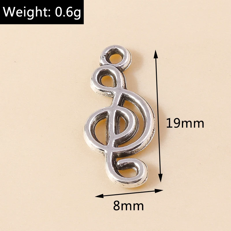 Leslie 50 Stück 19x8mm Legierungs-Anhänger Musiknoten-Charms Niedliche Ohrringe Halsketten-Anhänger DIY Schmuckherstellung Zubehör – Detail 2