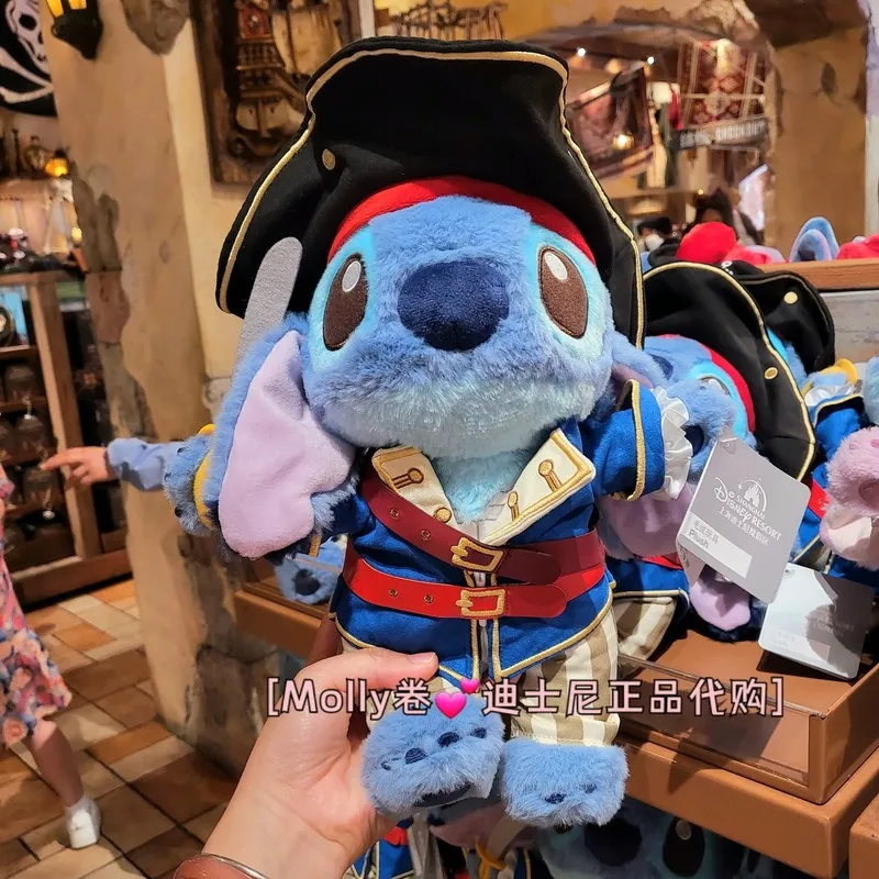 New Original Shanghai Disney Store Stitch Angel  Pirate Series Pendant Plush Keychain Bag Pendant Festival Gifts Kids Toys