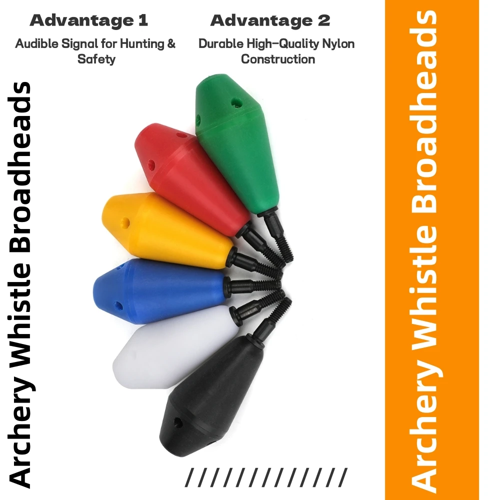 

6/12pcs Archery Whistle Arrowheads Nylon Broadheads Thread-in Blunt Points for Bow Outdoor Game Shooting Target Tips