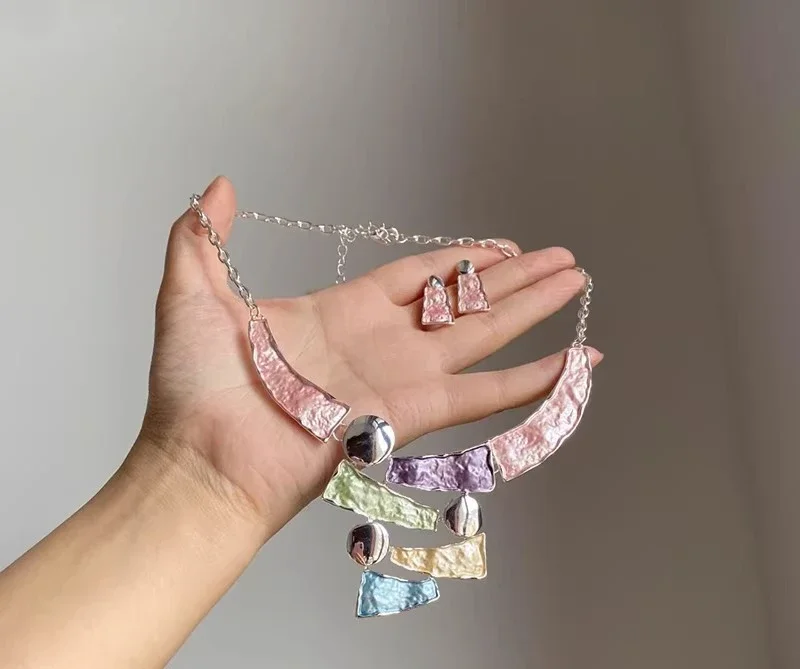 Geometric line necklace dopamine small fresh exaggerated drip collarbone chain