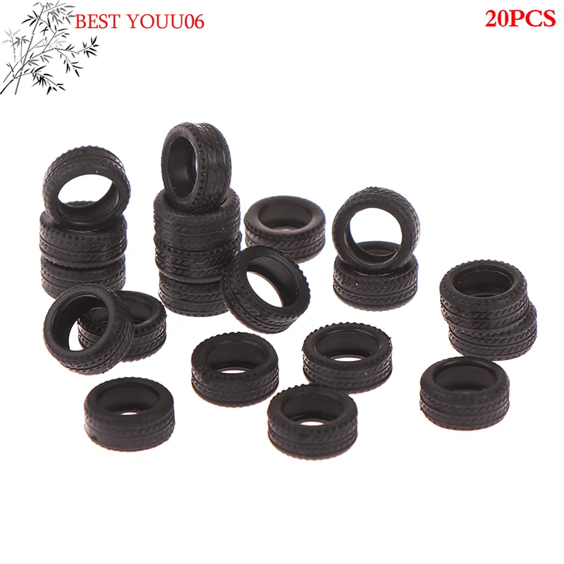 (YOUU06)20PCS High Quality 1/64 Tire Skin Car Model Scene Accessories Tire Wheels  Car Model Scene