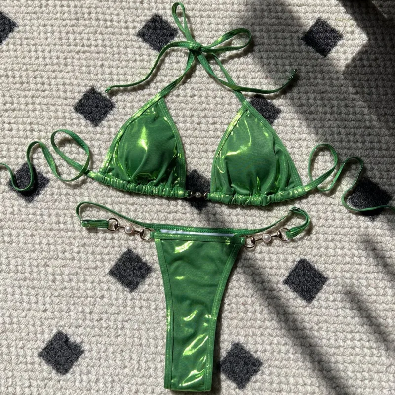 

Glossy Surface Sexy Bikinis Women Swimwear Female Swimsuit For Swim Wear Bathing Suit Brazilian Bikini Set Beachwear Pool Bather