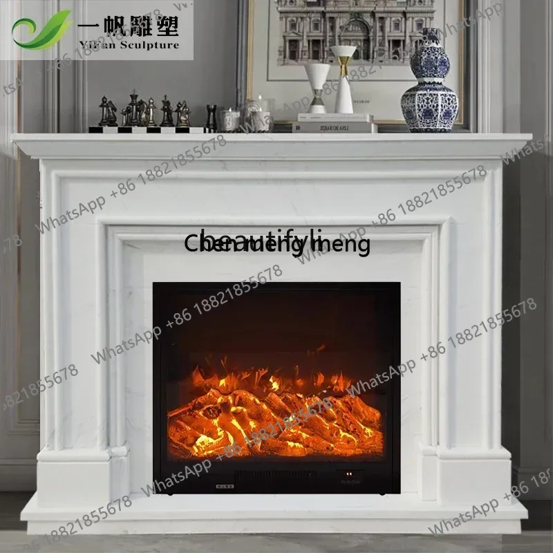 Z183 03 Marble fireplace French light luxury simple fireplace decorative cabinet living room stone mantel