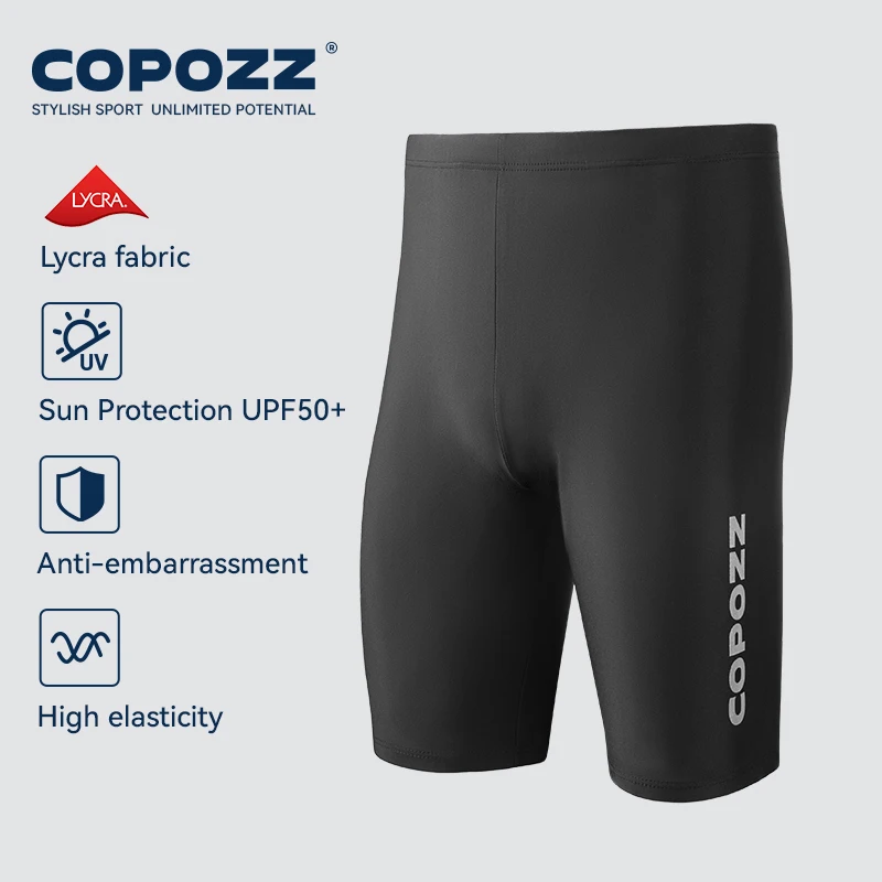 Copozz calção de banho masculino plus size, longo até o joelho, treinamento de surf competitivo, roupa de banho masculina de secagem rápida, anti-constrangimento