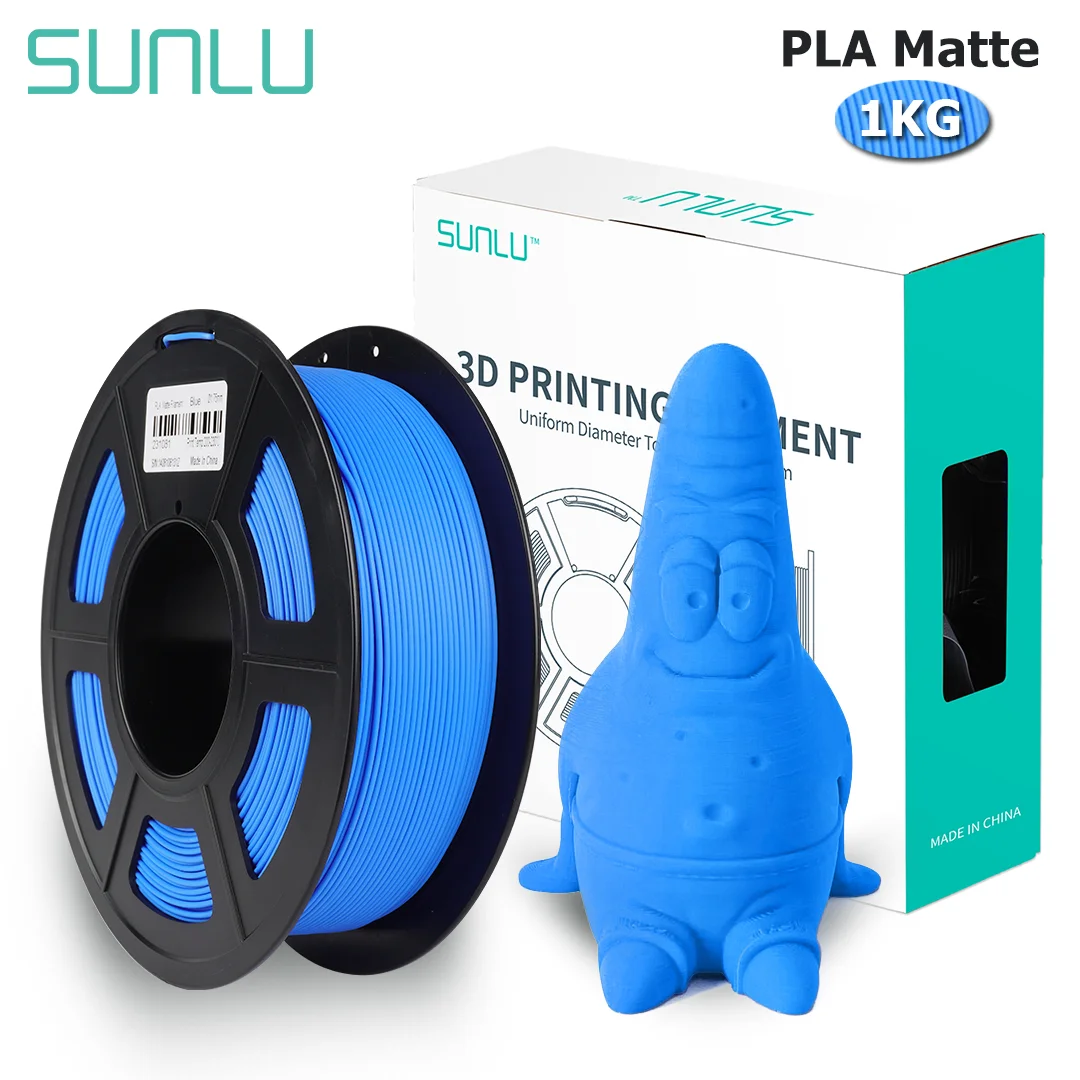 SUNLU PLA Matte Filament 1KG Shine-Free Printed Surface 1.75MM Frosted Texture Eco-Friendly Non-Toxic No Bubble Low Odor