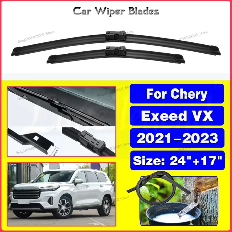 

2pcs For Chery Chirey Exeed VX 2021 - 2023 24"+17" Front Windshield Wiper Blades Brushes Cutter Accessories 2021 2022 2023