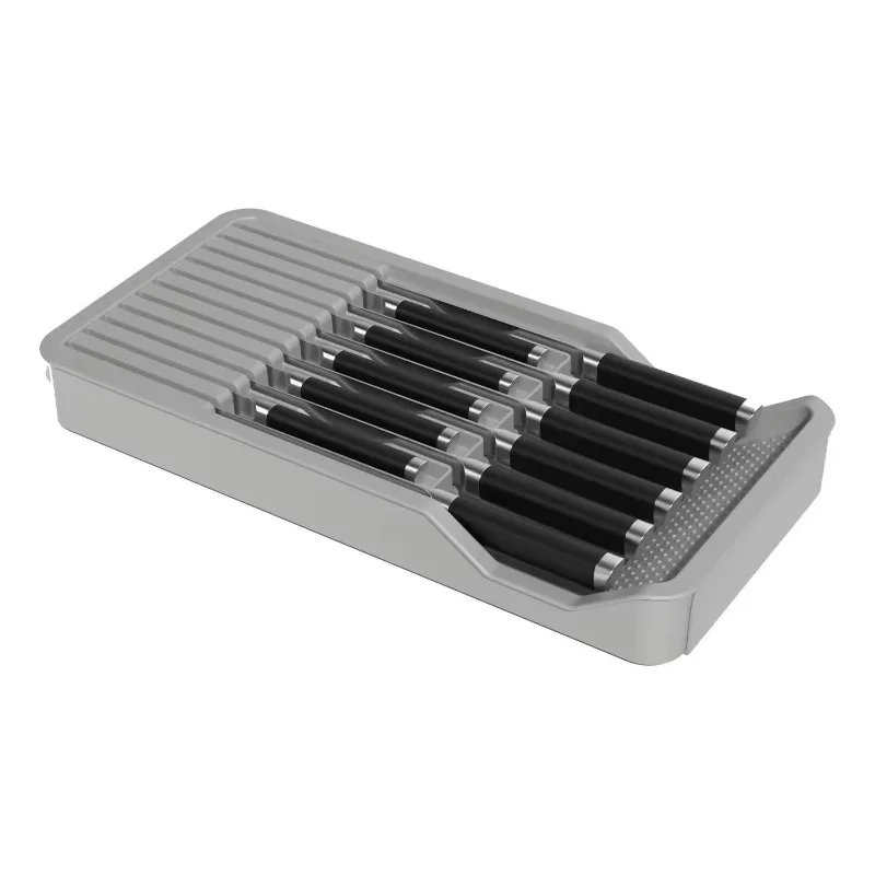 Space-saving countertops, knife blocks, knives, drawers, storage racks, brackets, and convenient storage in home kitchens