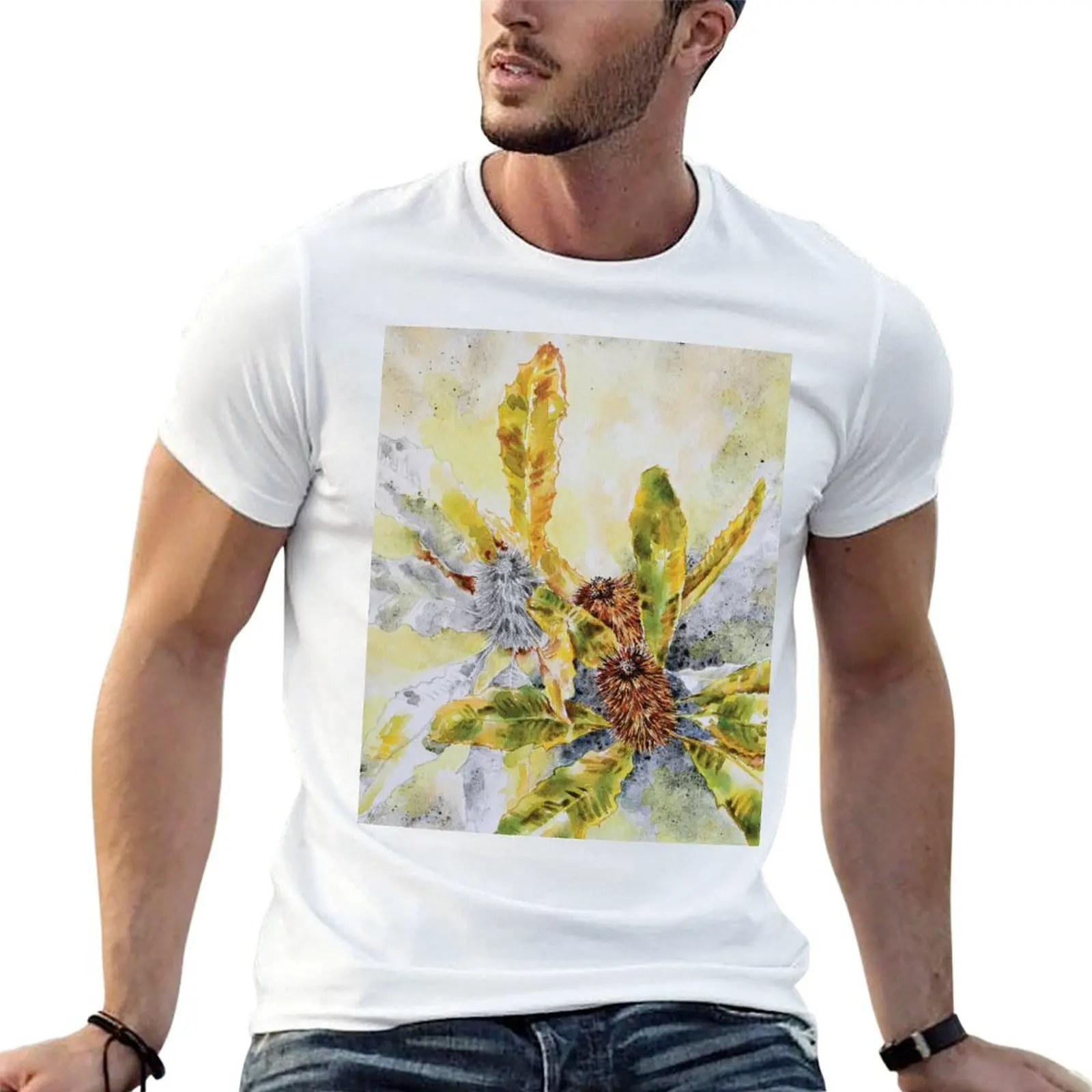 

Australian Banksia Leaves and Spent Flowers T-Shirt man t shirt summer cotton t shirts high quality T-Shirt