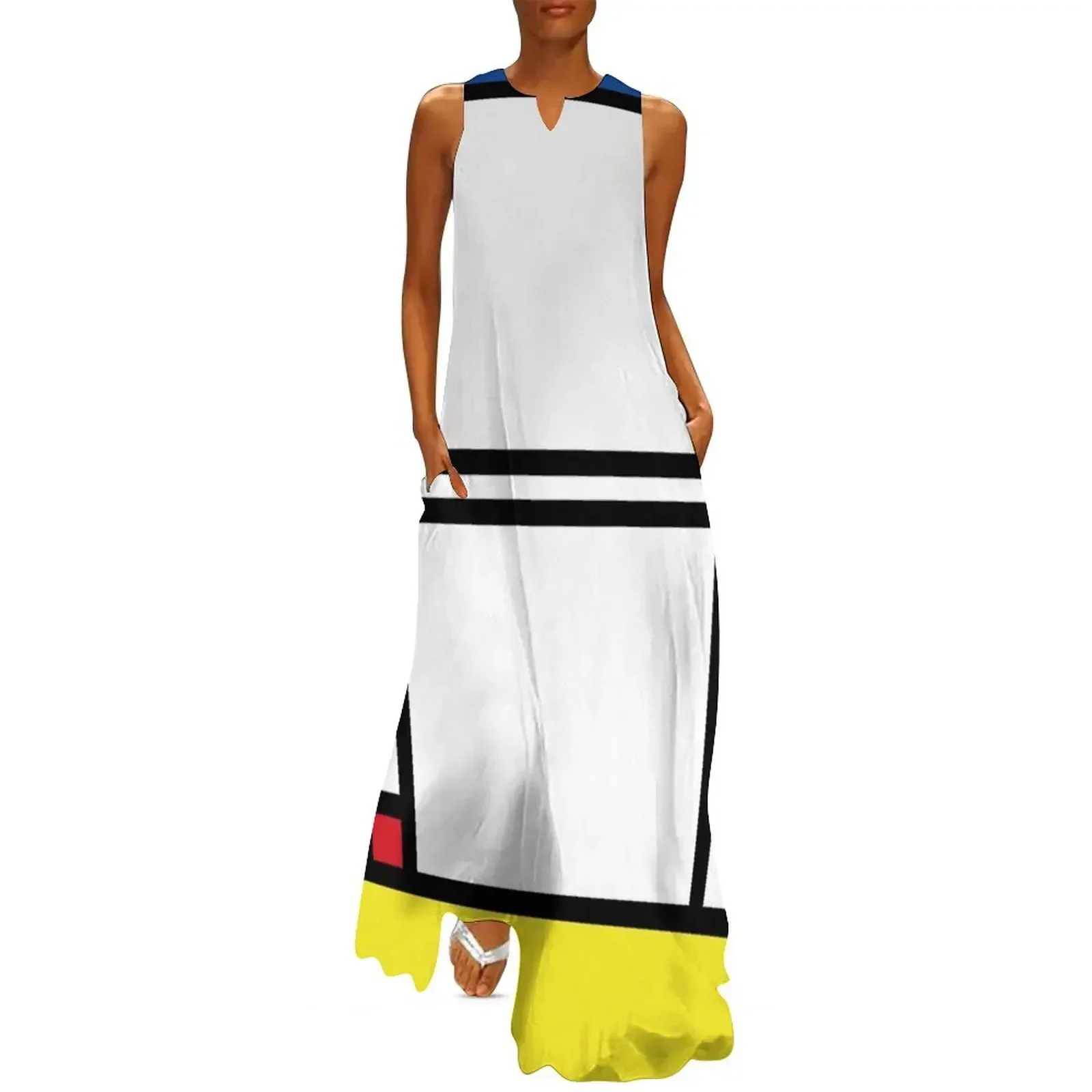 

Mondrian Minimalist De Stijl Modern Art Abstract Design Long Dress loose women's dress Aesthetic clothing Dress for girls