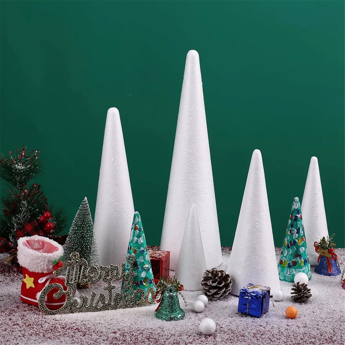 24Pack Craft Foam Cones, Foam Tree Cones, Cones Shaped Foam for Arts, Crafts, Christmas Tree, School, DIY Craft Project