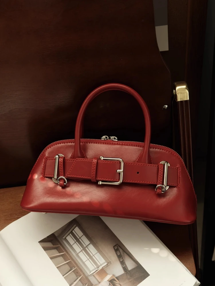 

Fashion Vintage Long Shell Bag Genuine Leather Women Tote Bag\Handbag Real Leather Lady Shoulder Crossbody Bag