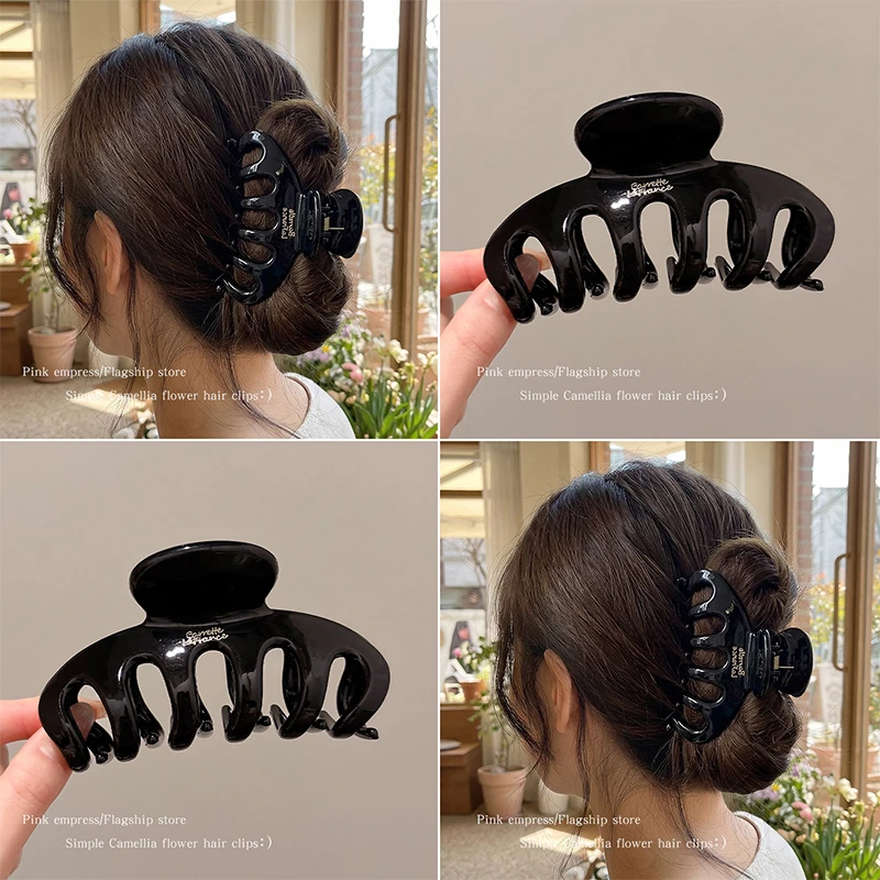 Polka Dot Large Hair Claw Clips Shark Clips Women Elegant Black White Jaw Clamp For Thick Hair Daily Back Head Hair Accessories - view 5