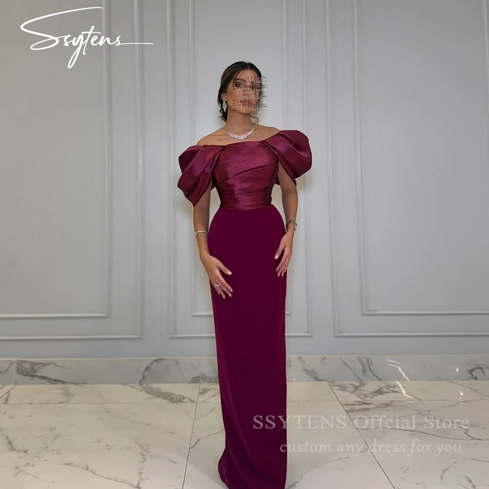 

SSYTENS Burgundy Mermaid Prom Dresses Off Shoulder Satin Evening Dress vestidos de gala vestidos bonito para mujer Customized